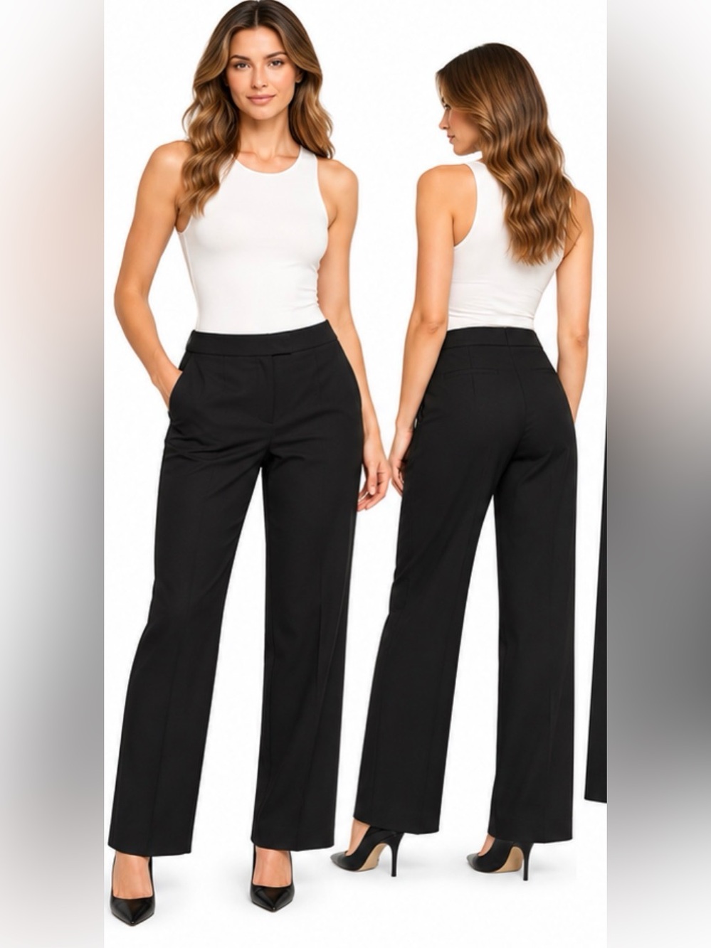 Armani Collezioni Black Virgin Wool & Silk Blend Tailored Trousers – Size 30